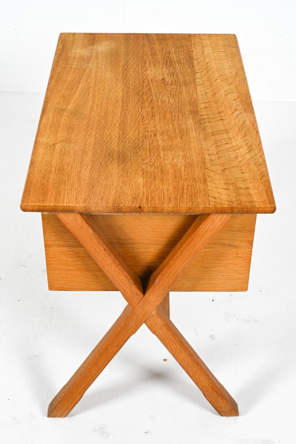 Oak Sewing Table by Henning Kjaernulf, Denmark 1960's For Sale 5