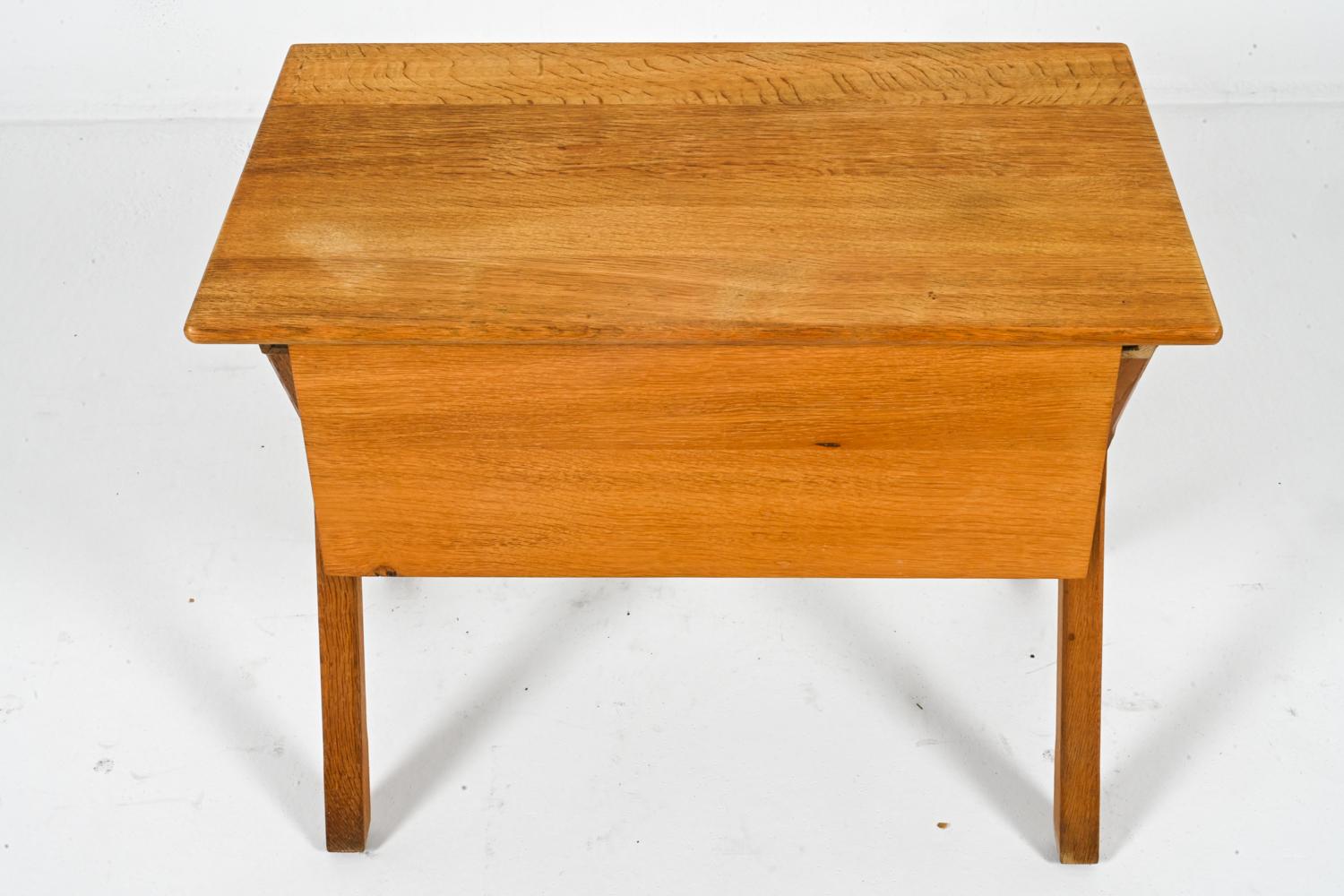 Oak Sewing Table by Henning Kjaernulf, Denmark 1960's For Sale 8