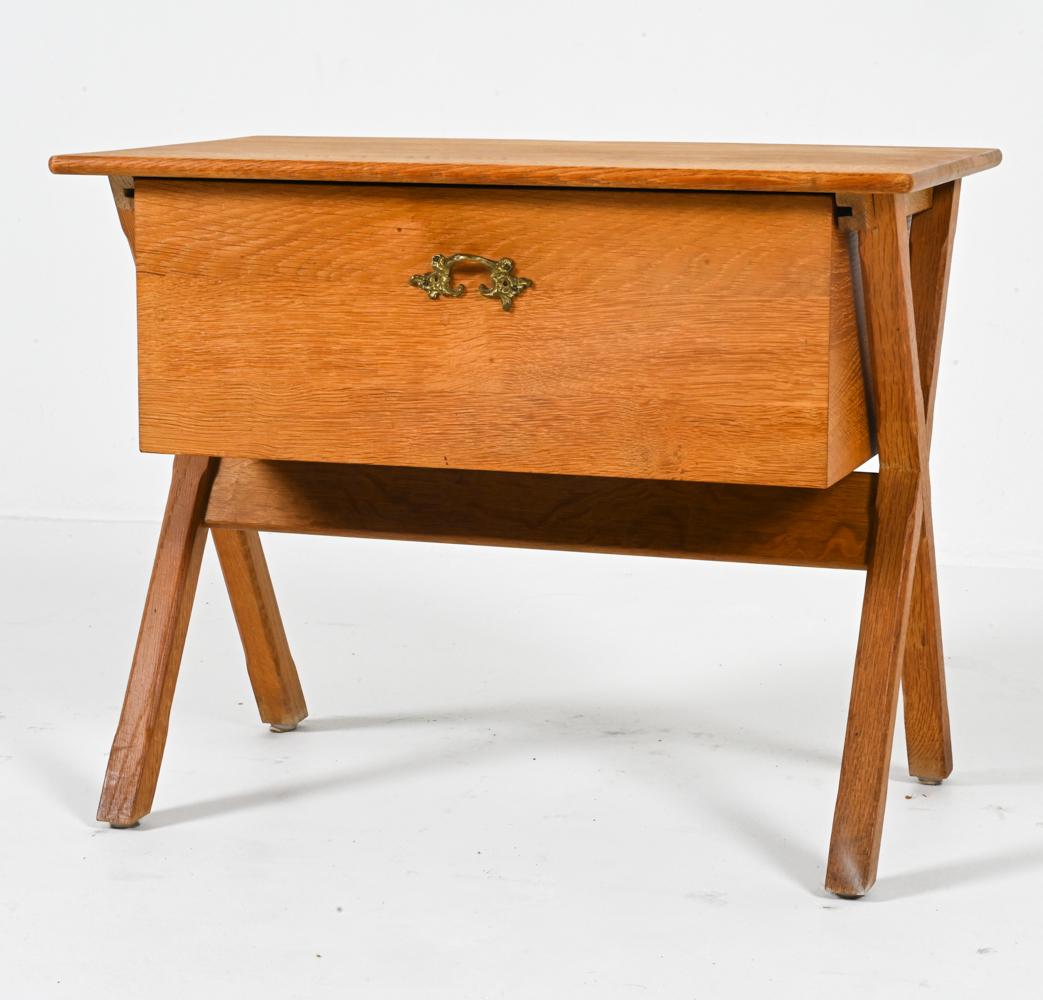 Danish Oak Sewing Table by Henning Kjaernulf, Denmark 1960's For Sale