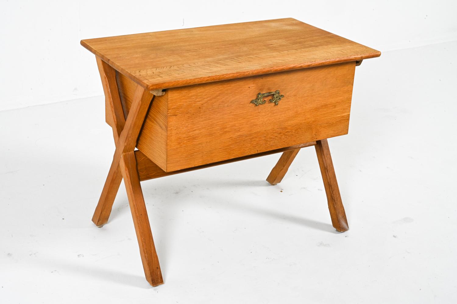 Mid-20th Century Oak Sewing Table by Henning Kjaernulf, Denmark 1960's For Sale