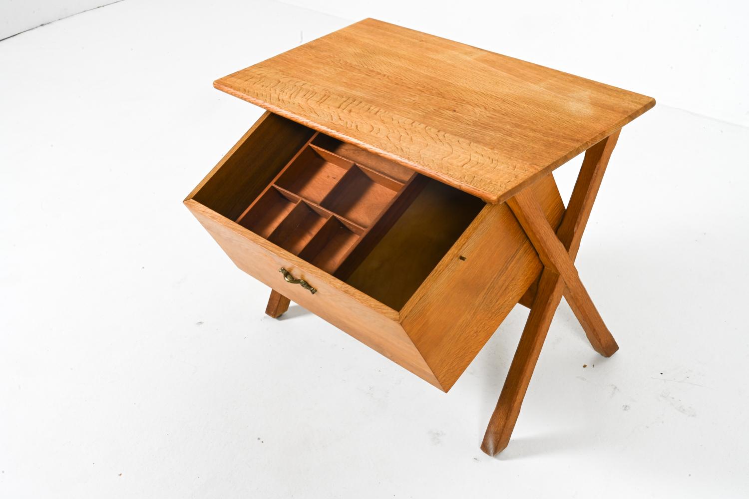 Oak Sewing Table by Henning Kjaernulf, Denmark 1960's For Sale 2