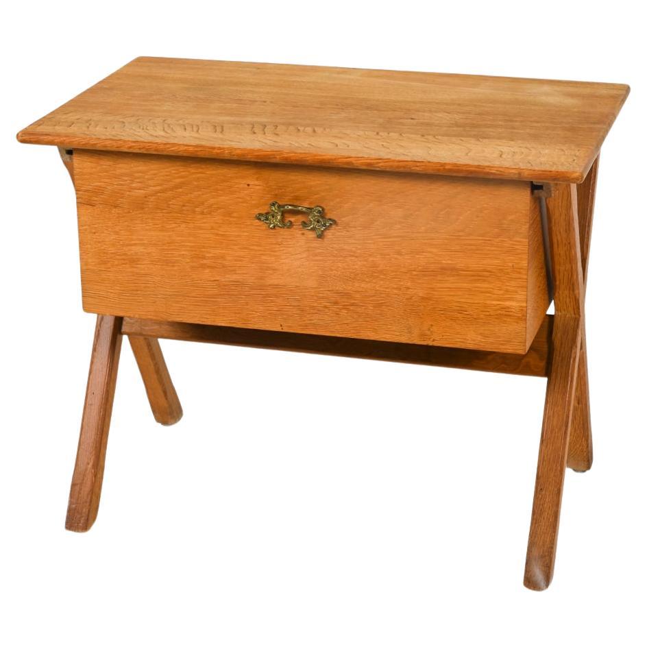 Oak Sewing Table by Henning Kjaernulf, Denmark 1960's For Sale