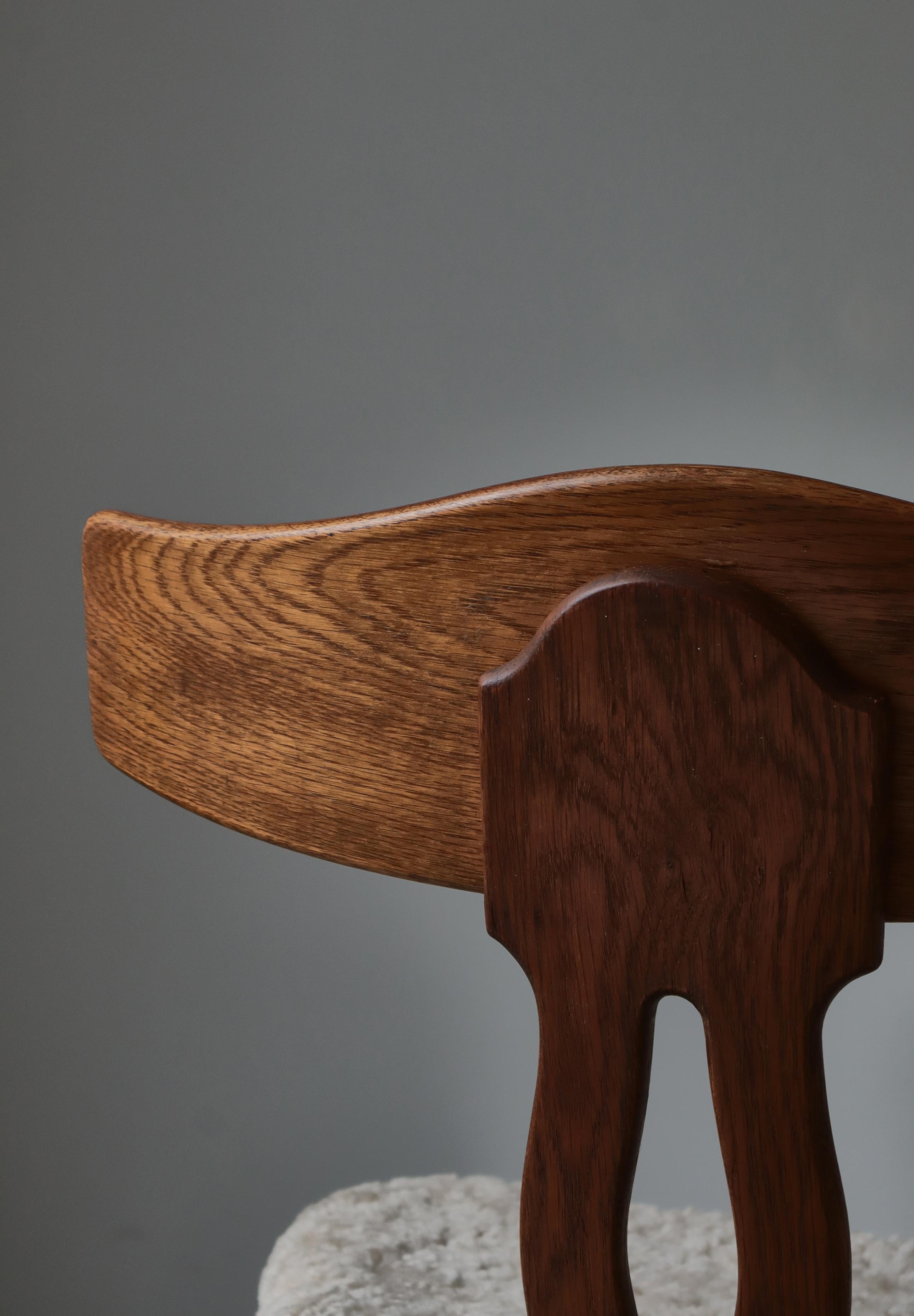 Set di 6 sedie da pranzo in Oak e pelle di pecora di Henry Kjærnulf, anni '40, Danimarca in vendita 7