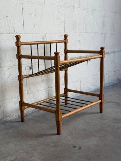 Oak Shoe Rack with Metal Spindles Danish Mid-Century Modern 1970s