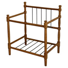 Oak Shoe Rack with Metal Spindles Danish Mid-Century Modern 1970s