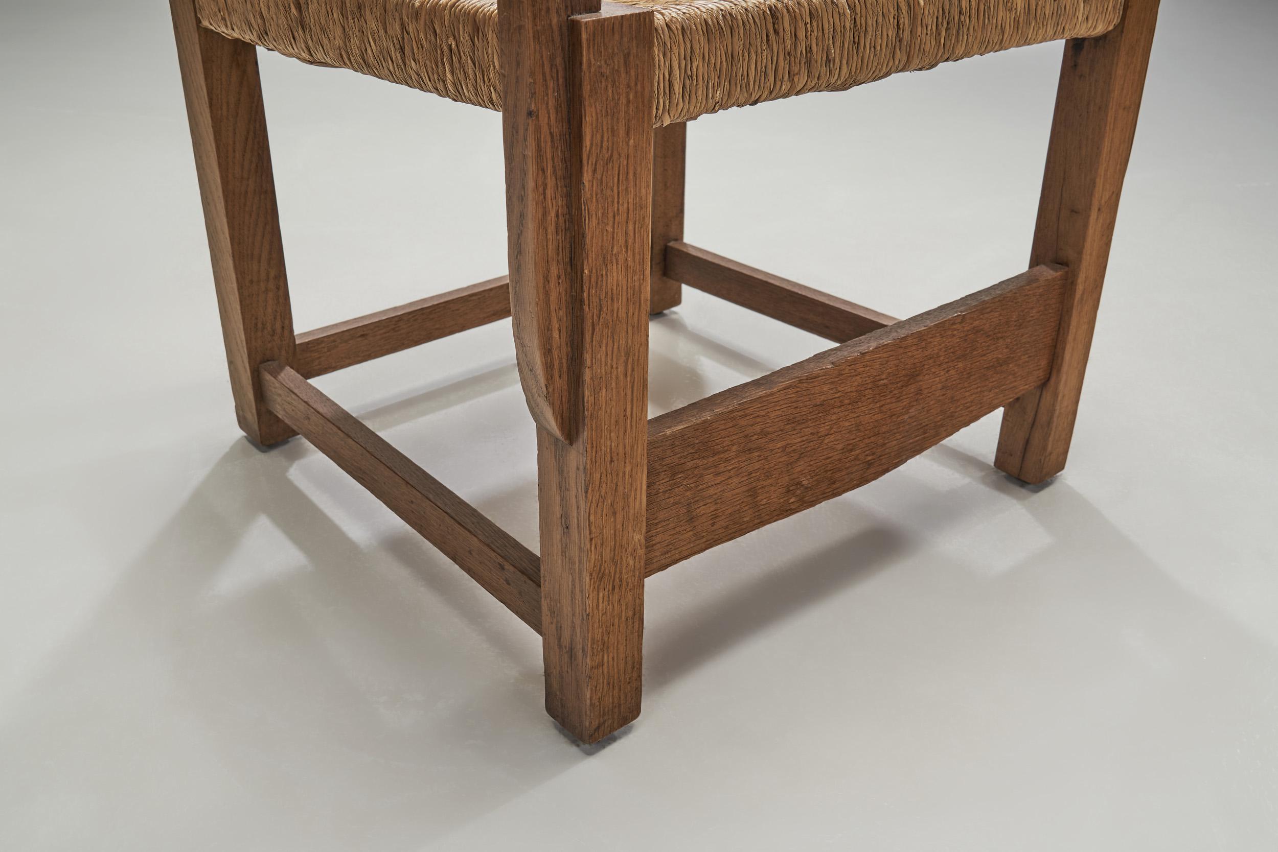 Oak Side Chair with Paper Cord Seat by a Danish Cabinetmaker, Denmark ca 1950s 7