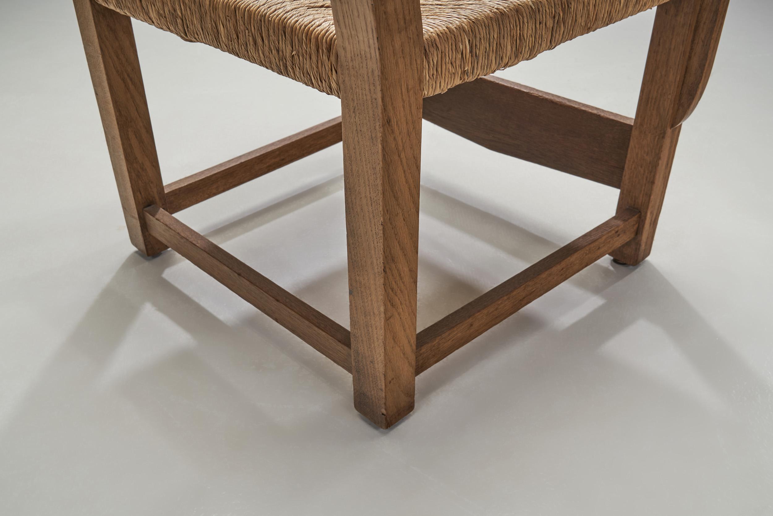 Oak Side Chair with Paper Cord Seat by a Danish Cabinetmaker, Denmark ca 1950s 8