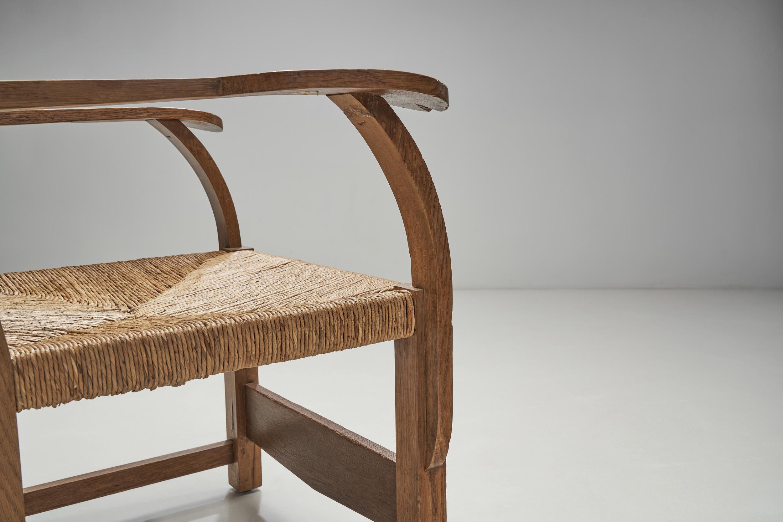 Oak Side Chair with Paper Cord Seat by a Danish Cabinetmaker, Denmark ca 1950s 3