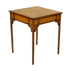 Oak Side or Center Table with Marquetry Top on Fine Elegant Legs