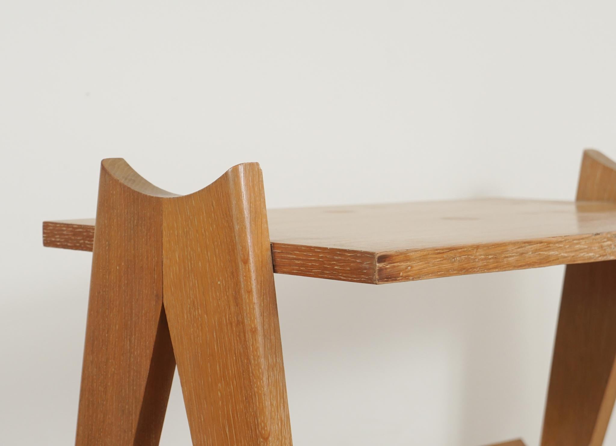 French Oak Side Table by Guillerme et Chambron