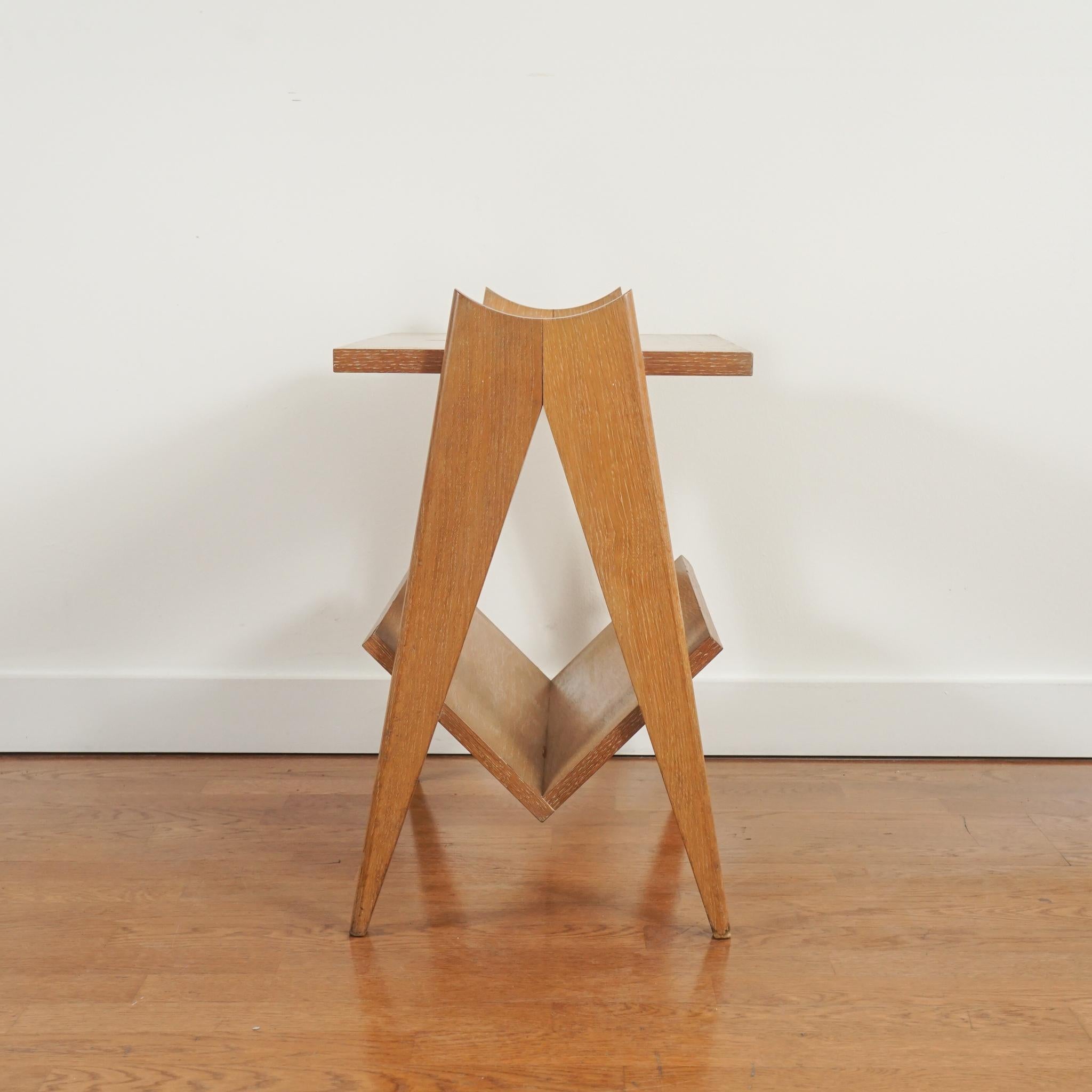 Oak Side Table by Guillerme et Chambron In Good Condition In Hudson, NY