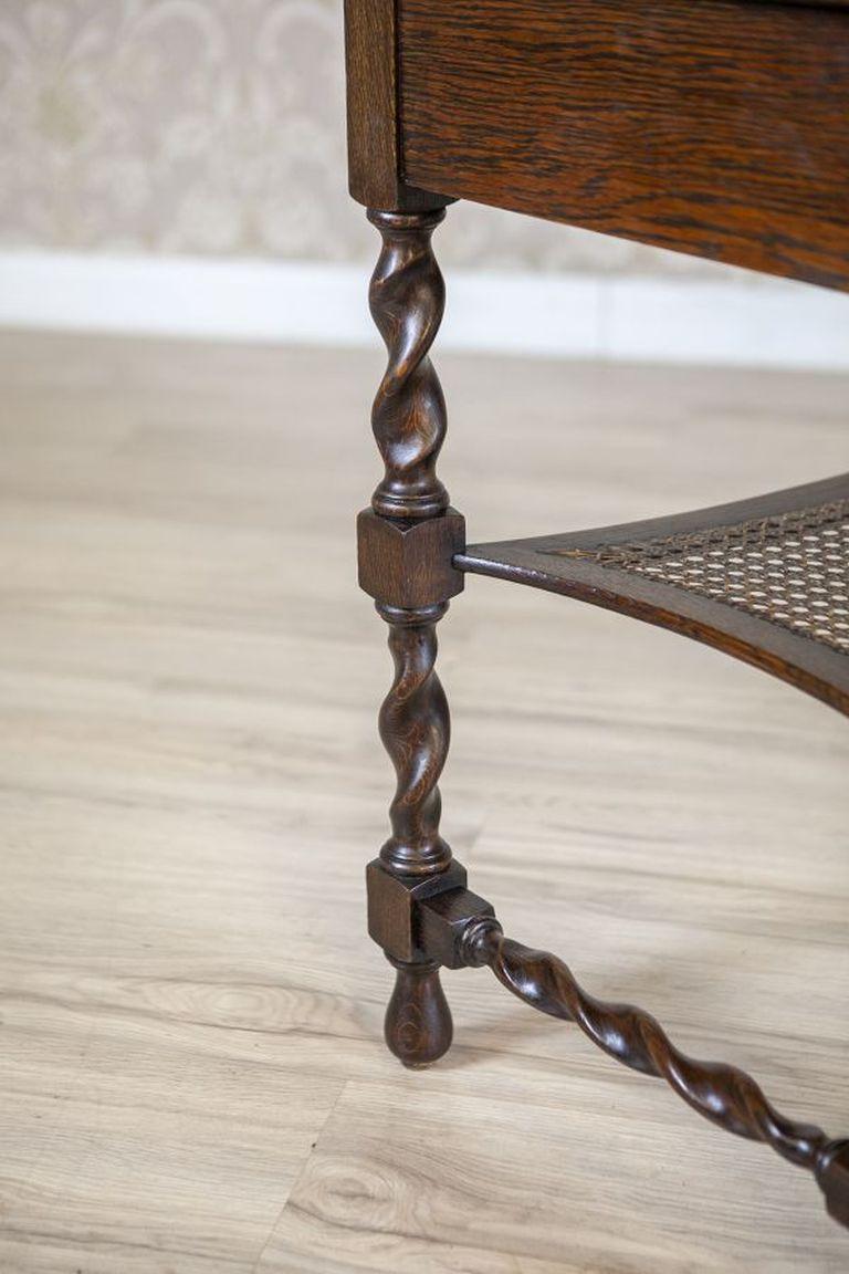 Oak Side Table From the 1930s in Dark Brown For Sale 6