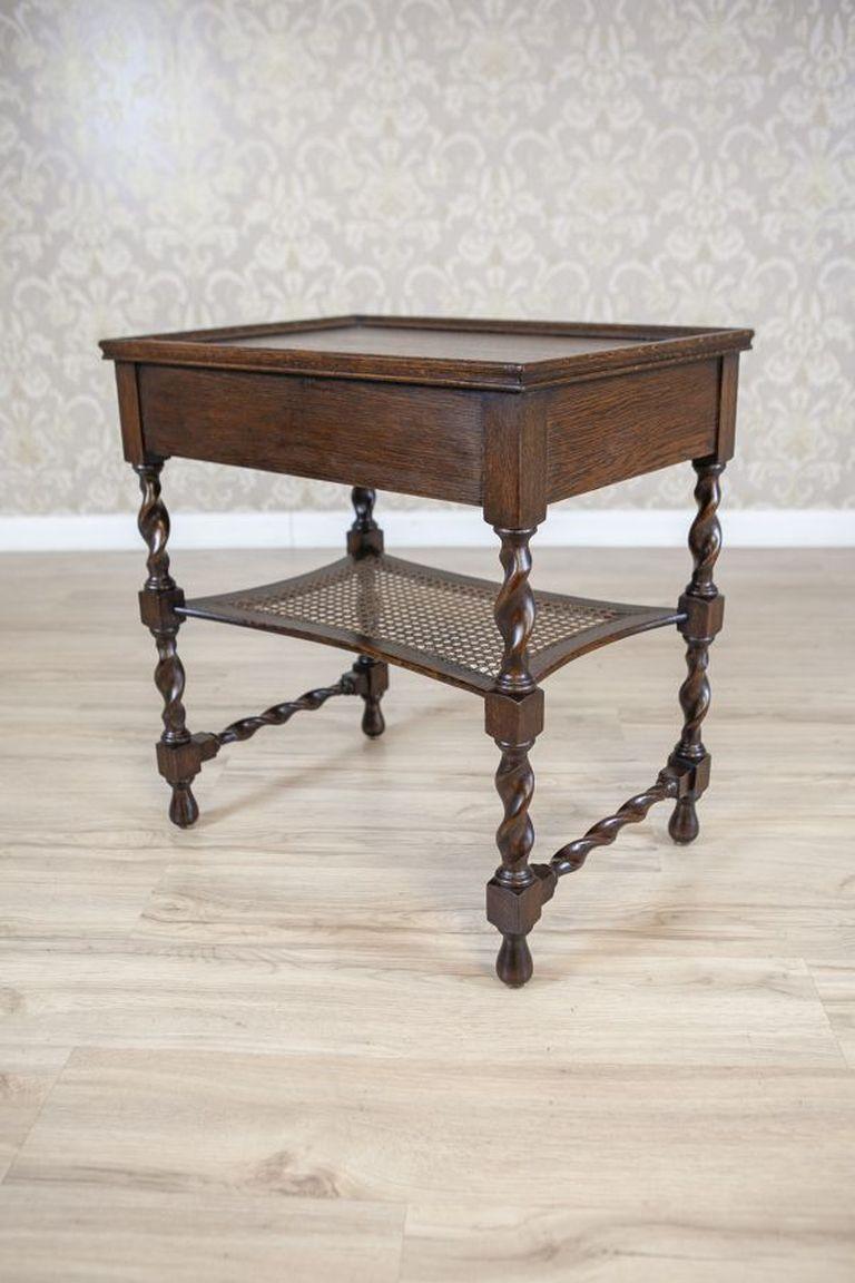 European Oak Side Table From the 1930s in Dark Brown For Sale