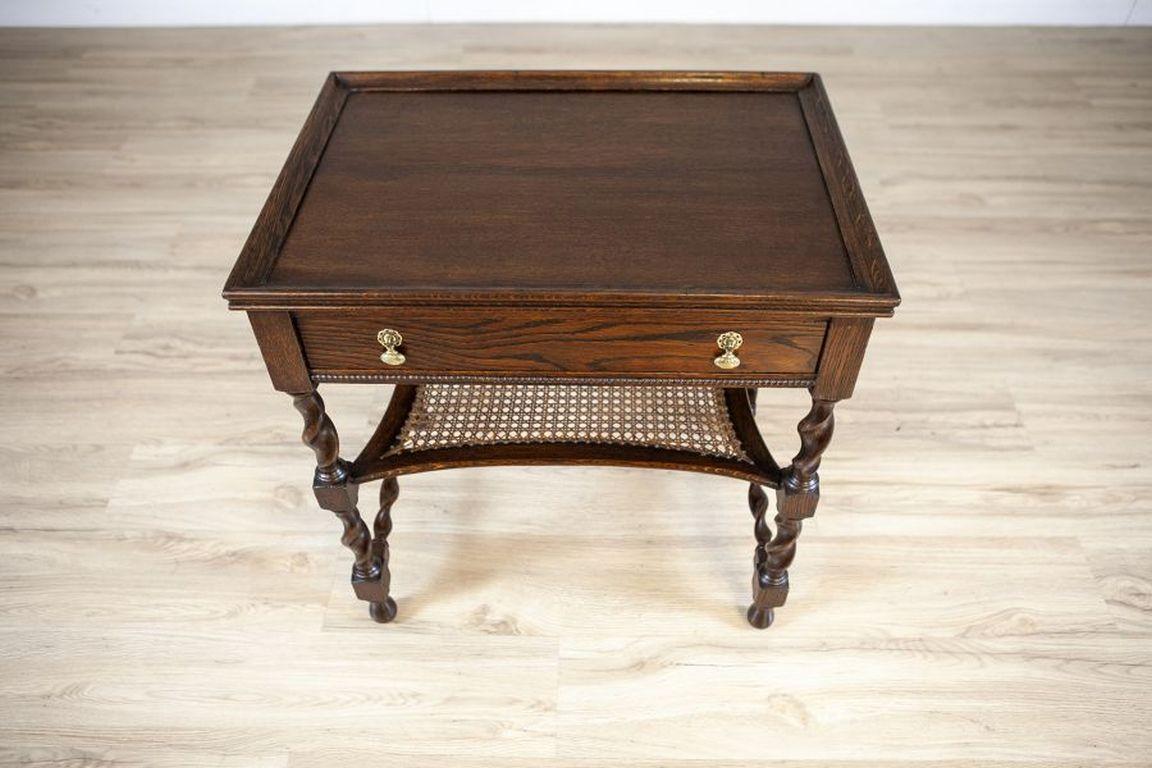 Wood Oak Side Table From the 1930s in Dark Brown For Sale