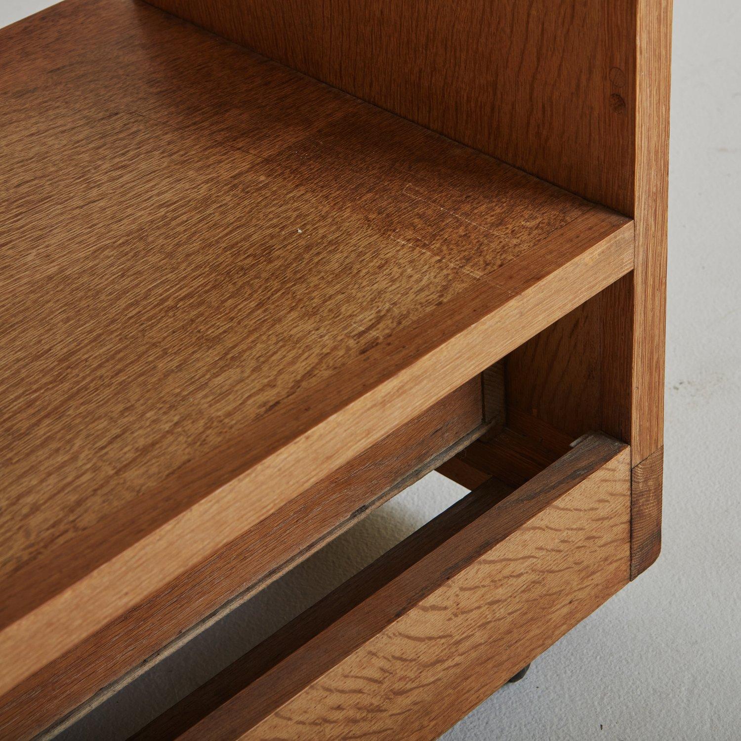 Oak Side Table with Drawer by Guillerme et Chambron, France, 1960s 4