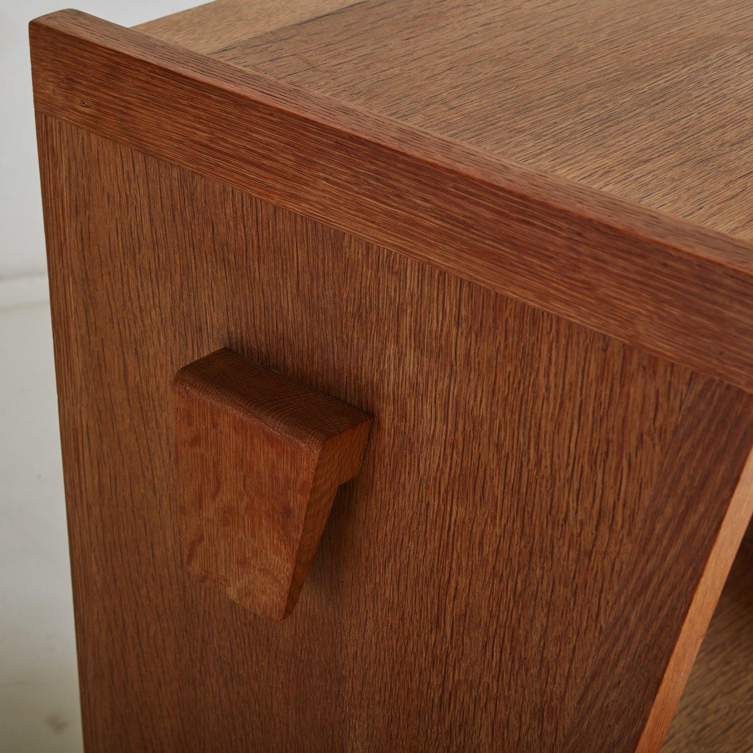 Wood Oak Side Table with Drawer by Guillerme et Chambron, France, 1960s