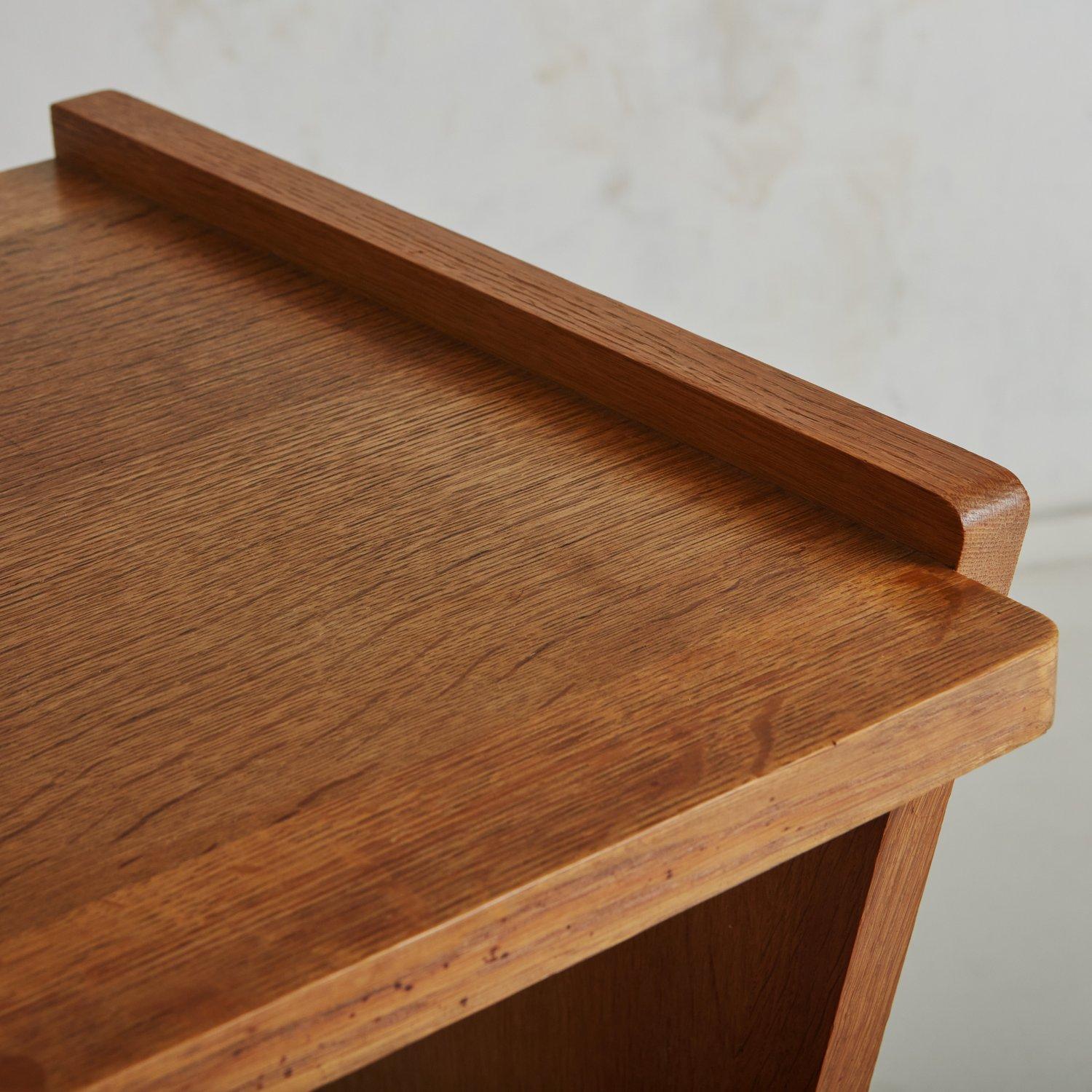 Oak Side Table with Drawer by Guillerme et Chambron, France, 1960s 1