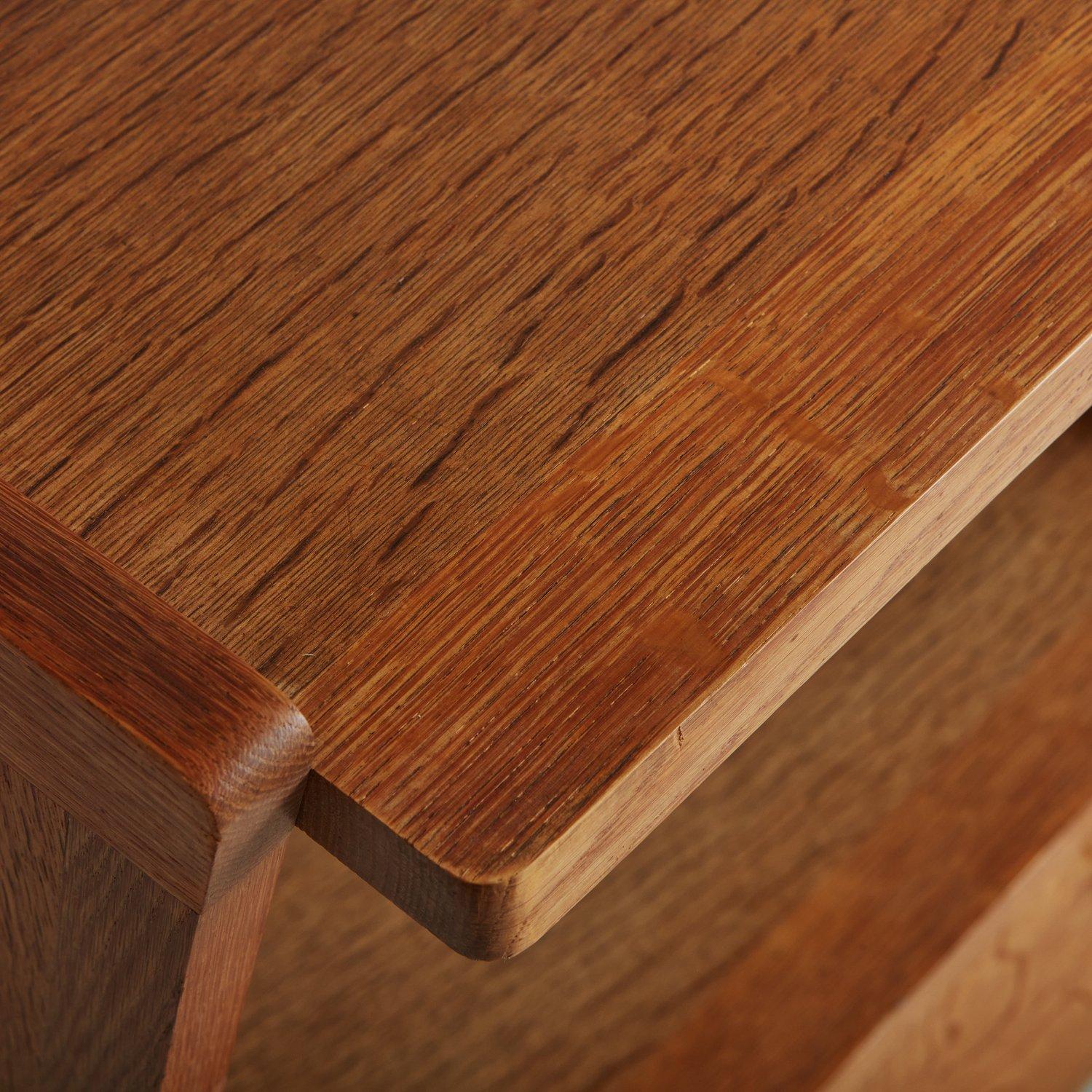 Oak Side Table with Drawer by Guillerme et Chambron, France, 1960s 2