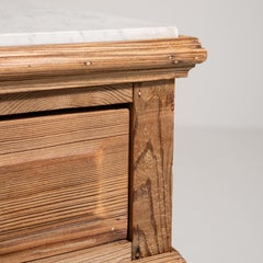 Oak Side Table with Marble Top