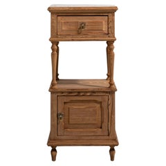 Oak Side Table with Marble Top