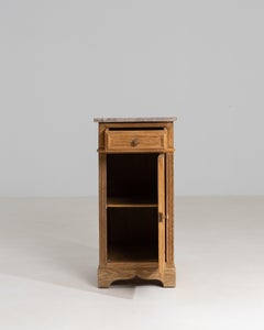 Oak Side Table With Marble Top, France, 19th Century