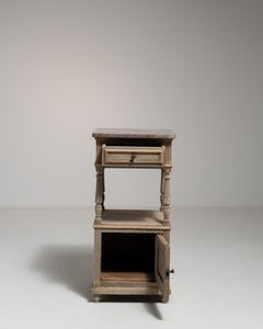 Oak Side Table with Marble Top, France, 19th Century