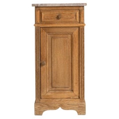 Oak Side Table With Marble Top, France, 19th Century