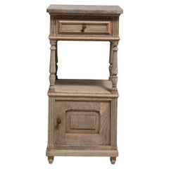 Oak Side Table with Marble Top, France, 19th Century