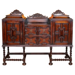 Oak Sideboard Arts & Crafts 19th Century Carved Credenza Country