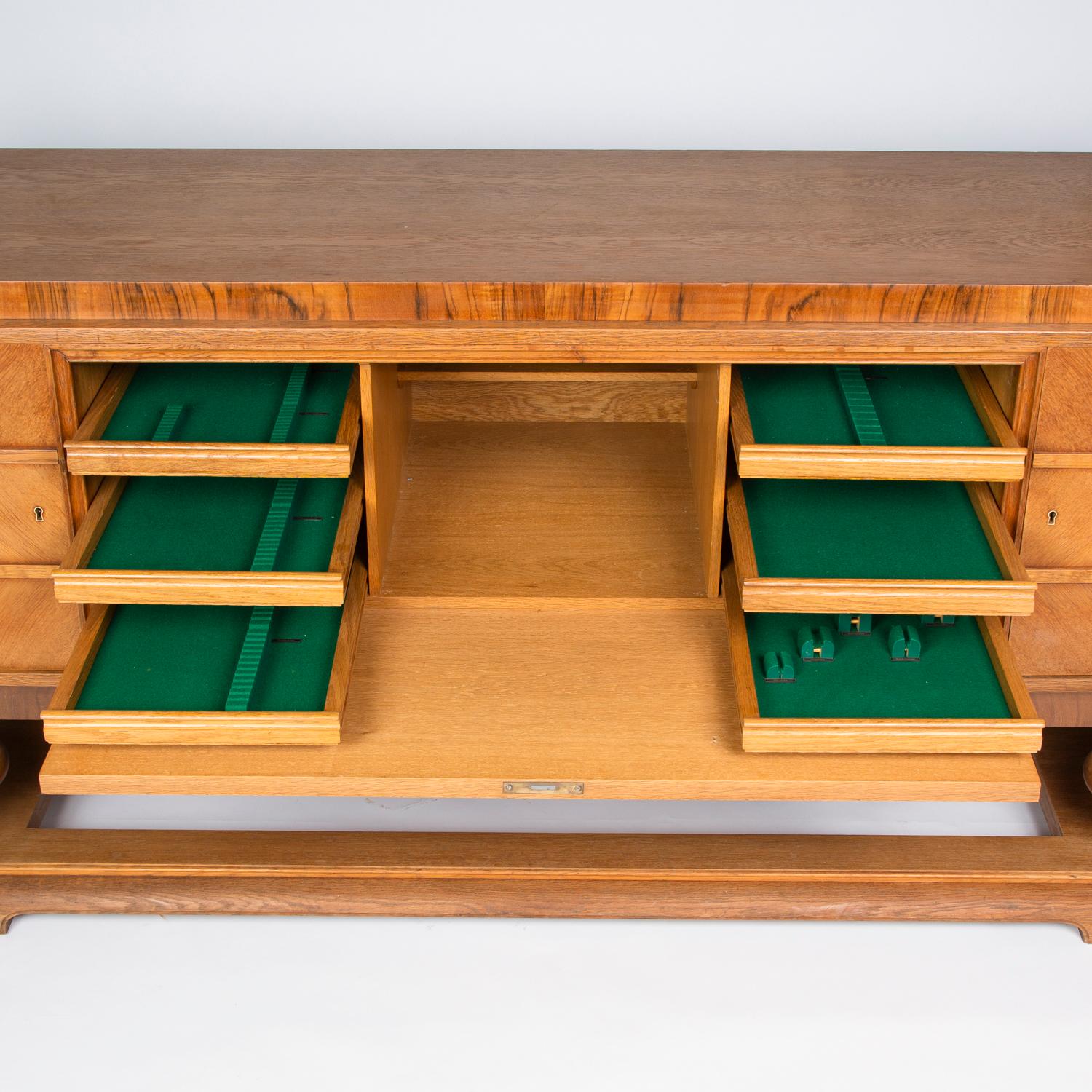 Scandinavian Oak Sideboard Buffet with Lined Canteen Interior for Cutlery