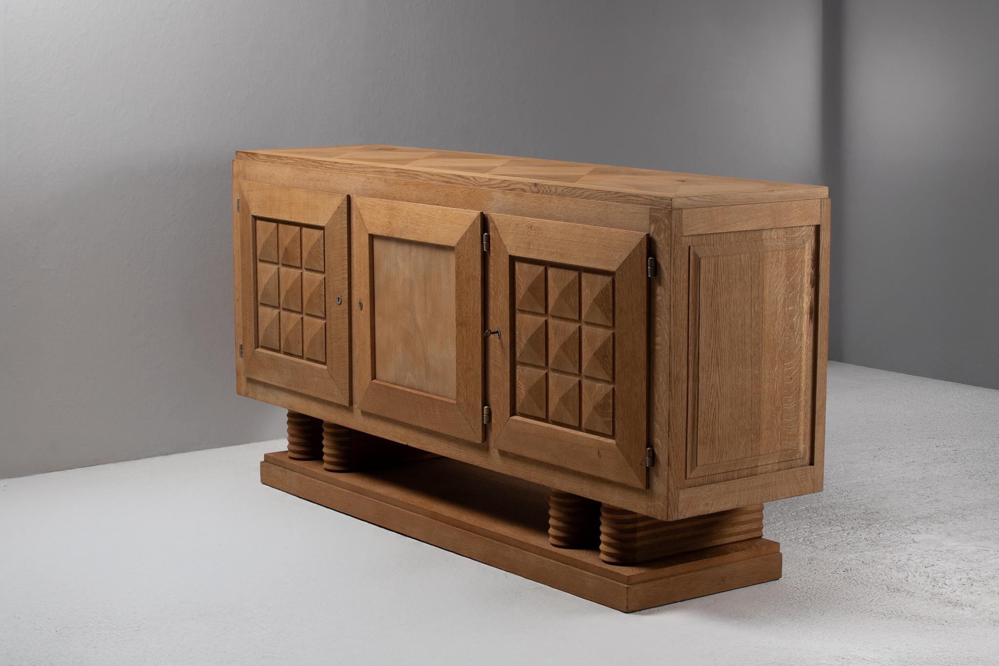 Oak Sideboard by Gaston Poisson, France, 1940s For Sale 10