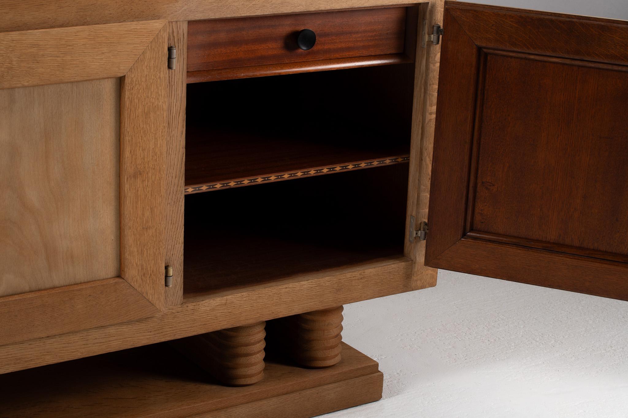 French Oak Sideboard by Gaston Poisson, France, 1940s For Sale