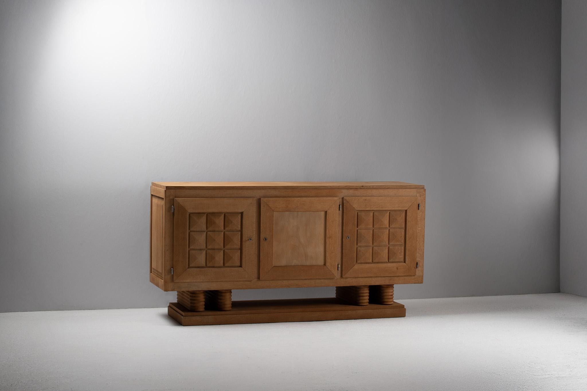 Oak Sideboard by Gaston Poisson, France, 1940s For Sale 1