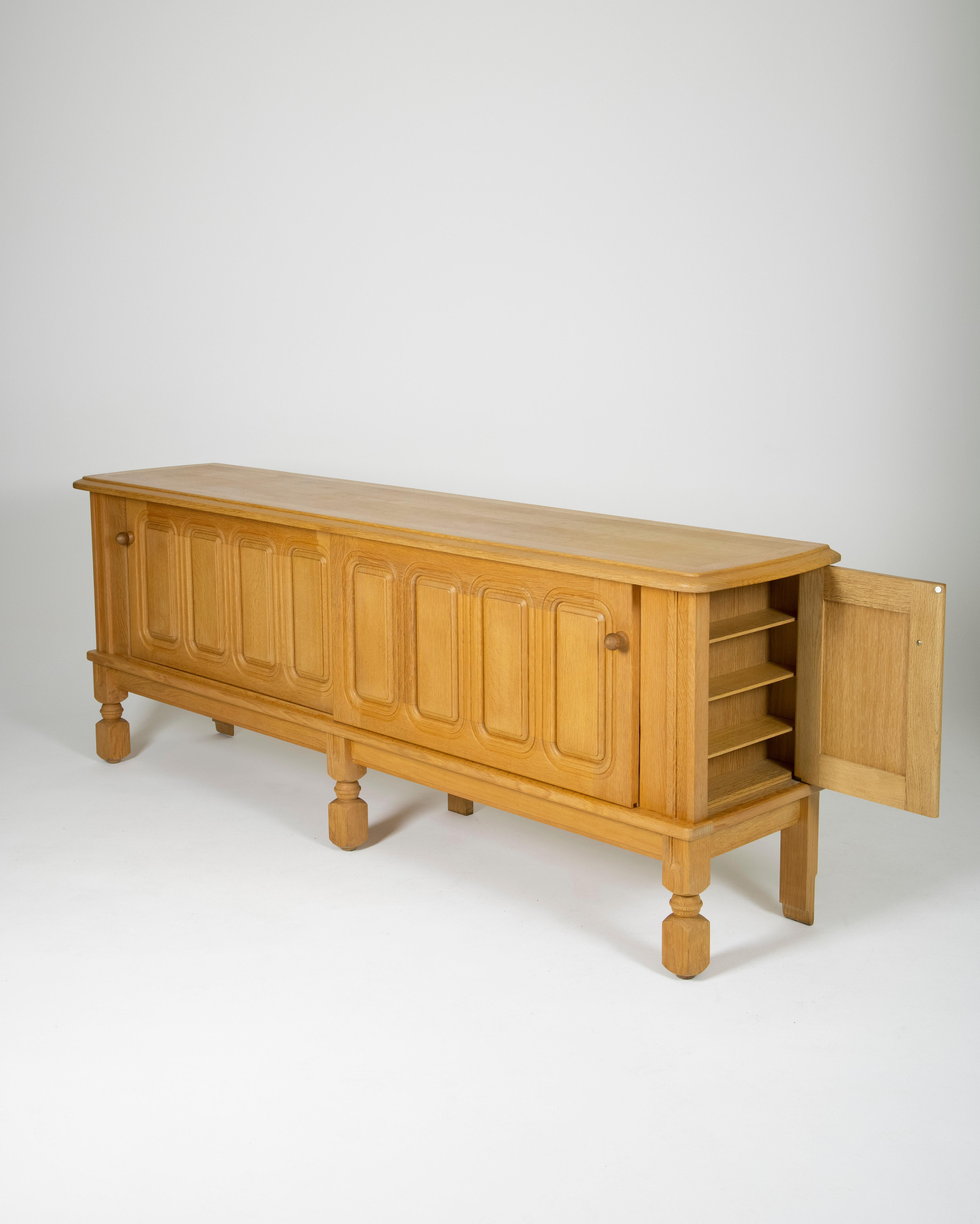 Mid-Century Modern Oak Sideboard by Guillerme & Chambron For Sale