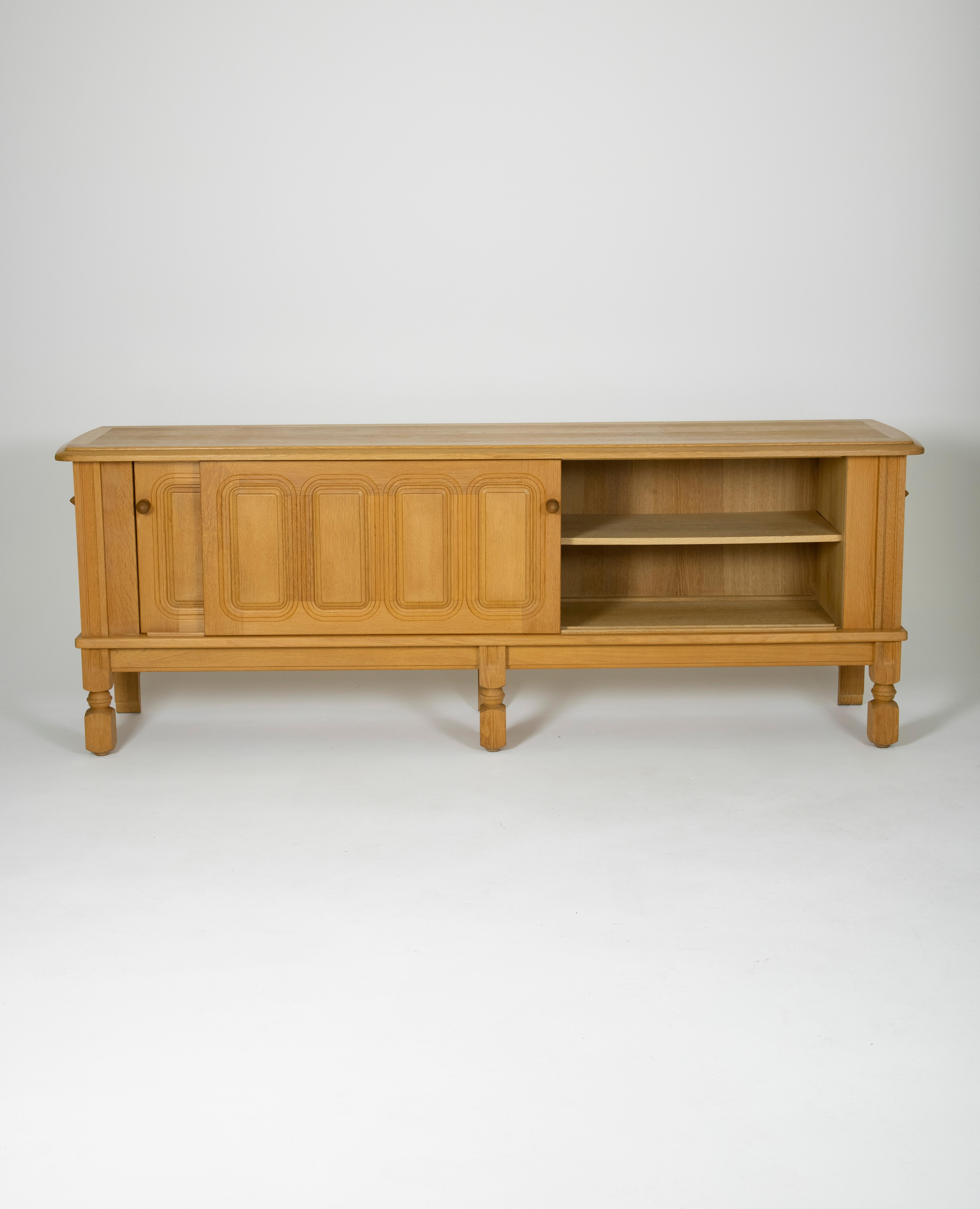 Oak Sideboard by Guillerme & Chambron In Good Condition For Sale In PARIS, FR