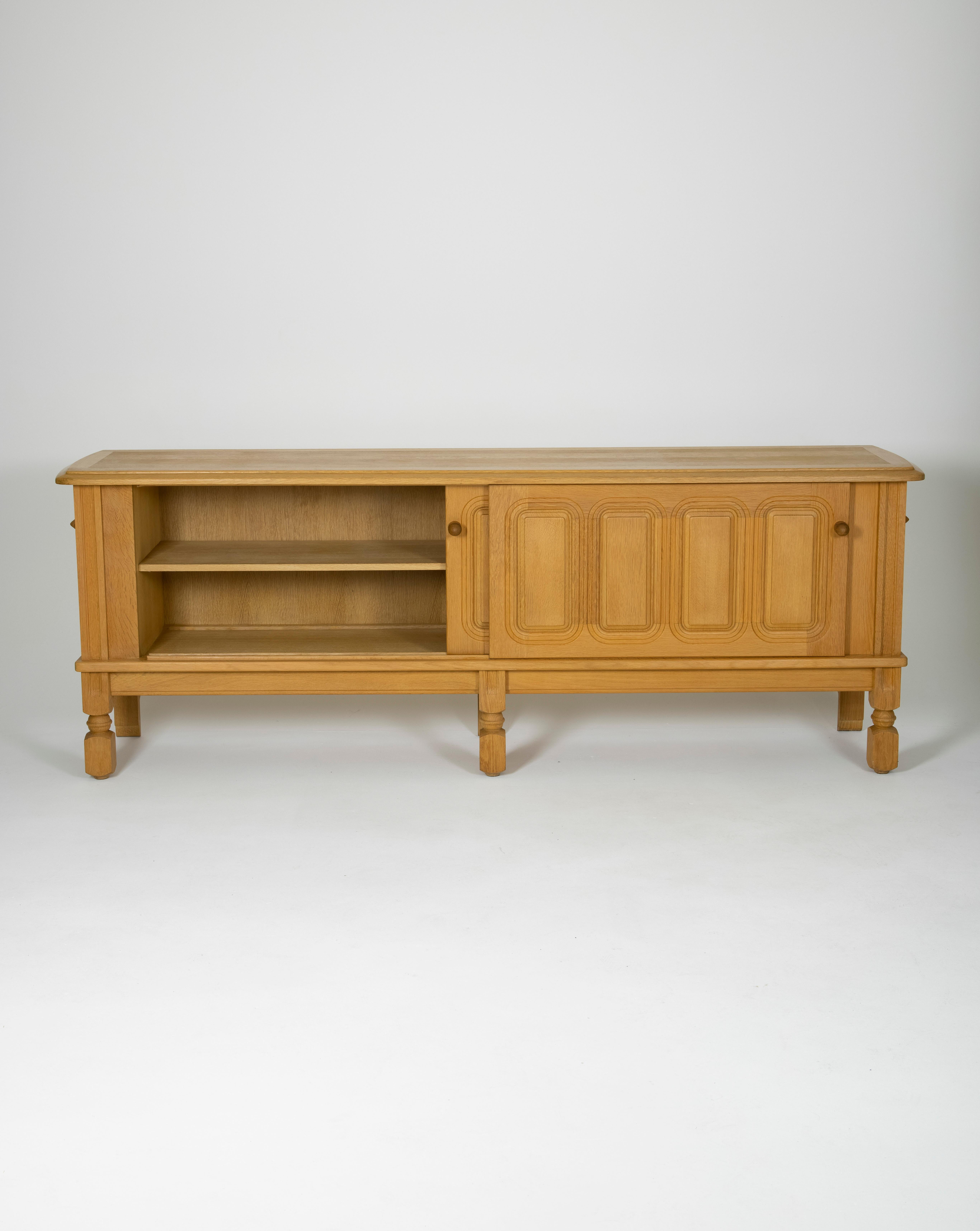 Mid-20th Century Oak Sideboard by Guillerme & Chambron For Sale