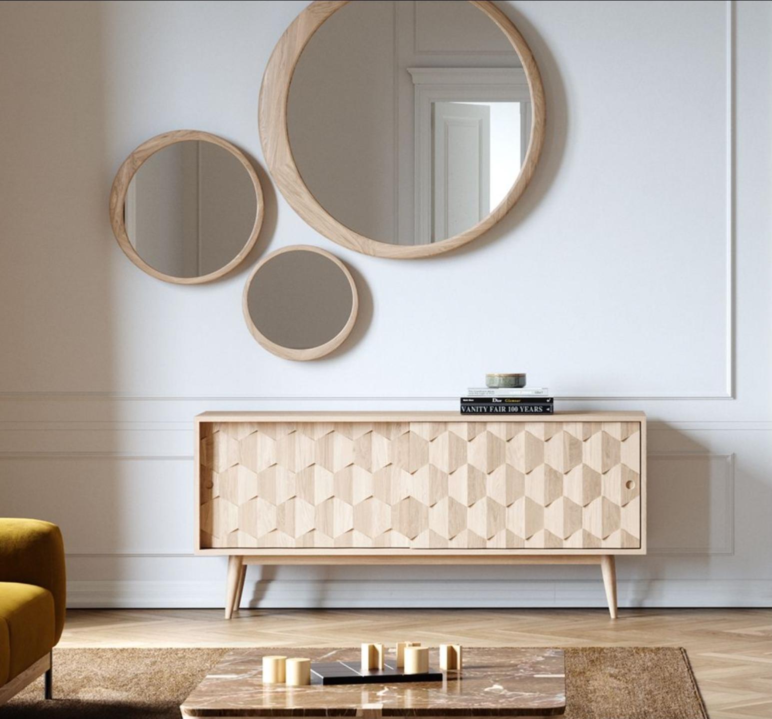 Crafted from high-quality and certified materials, his gorgeous sculptural Oak sideboard emphasizes the traditional joinery techniques.

With the structure and interiors in 100% solid wood, this is a rectangular sideboard with a unique design,