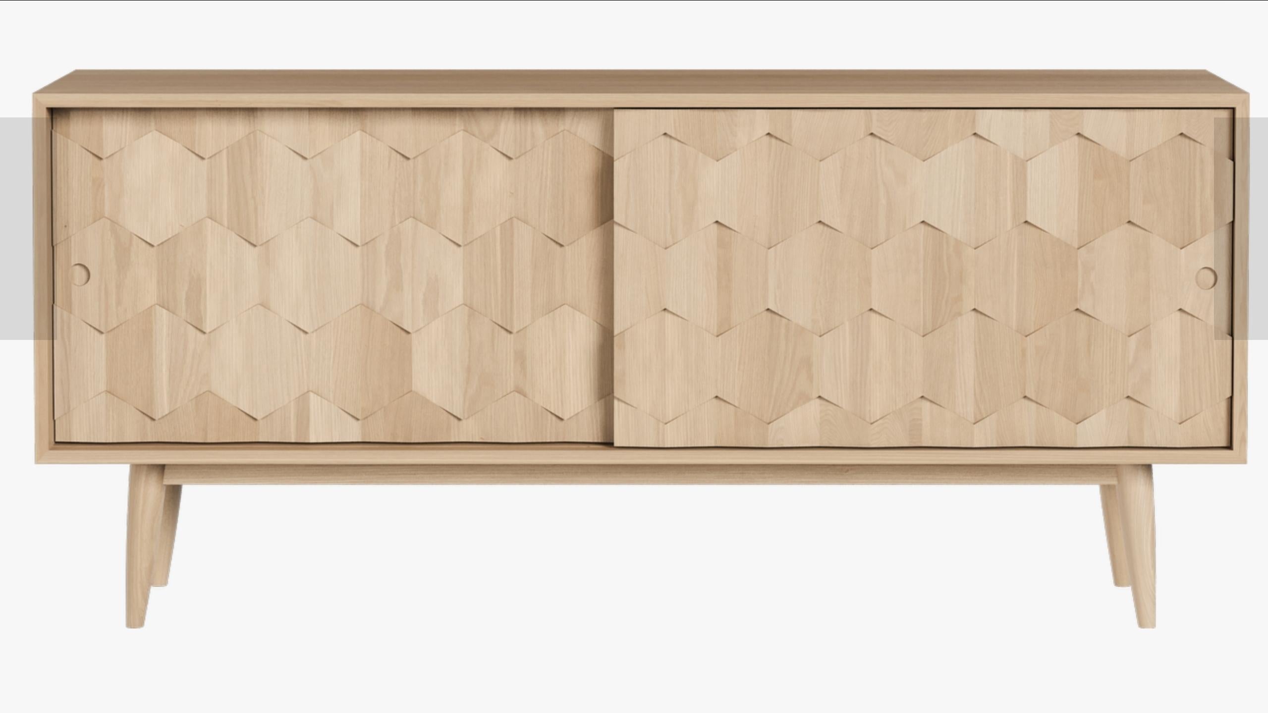 Scandinavian Modern Oak Sideboard Cabinet For Sale