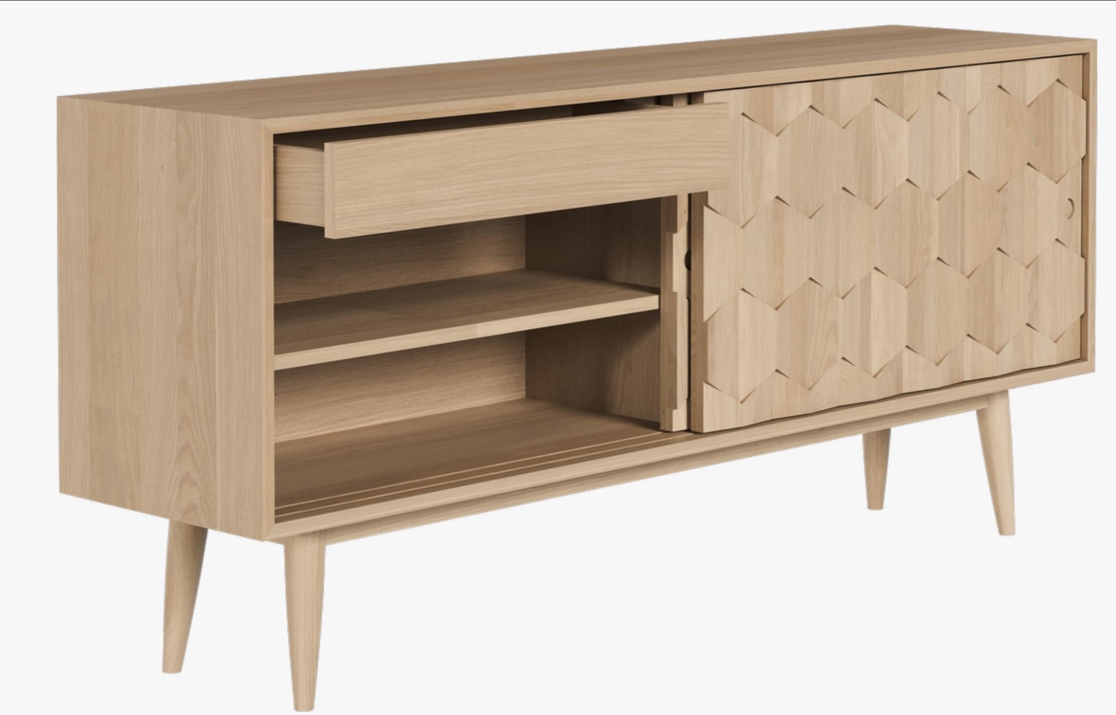 Portuguese Oak Sideboard Cabinet For Sale