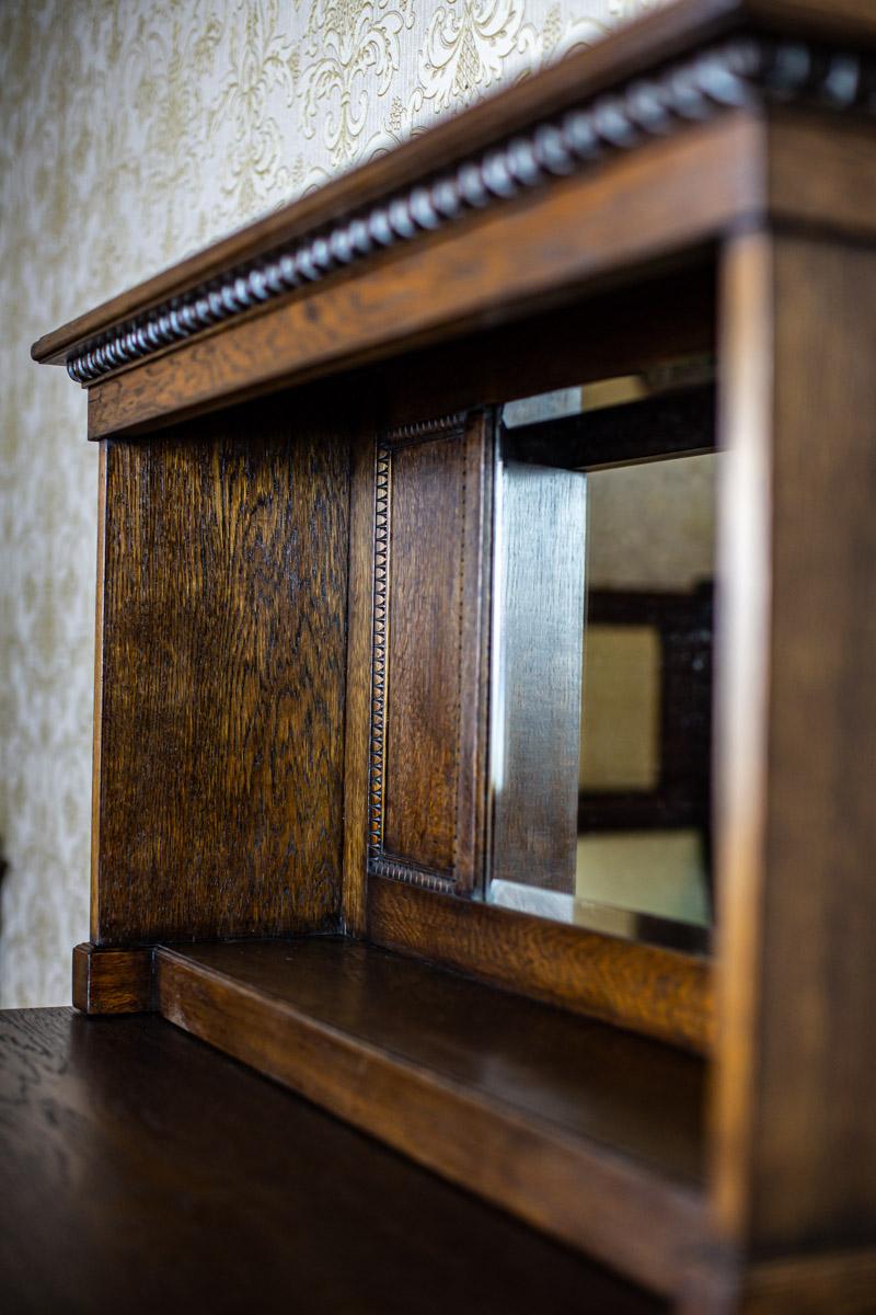 Massive Oak Sideboard from the Interwar Period with Mirror For Sale 1