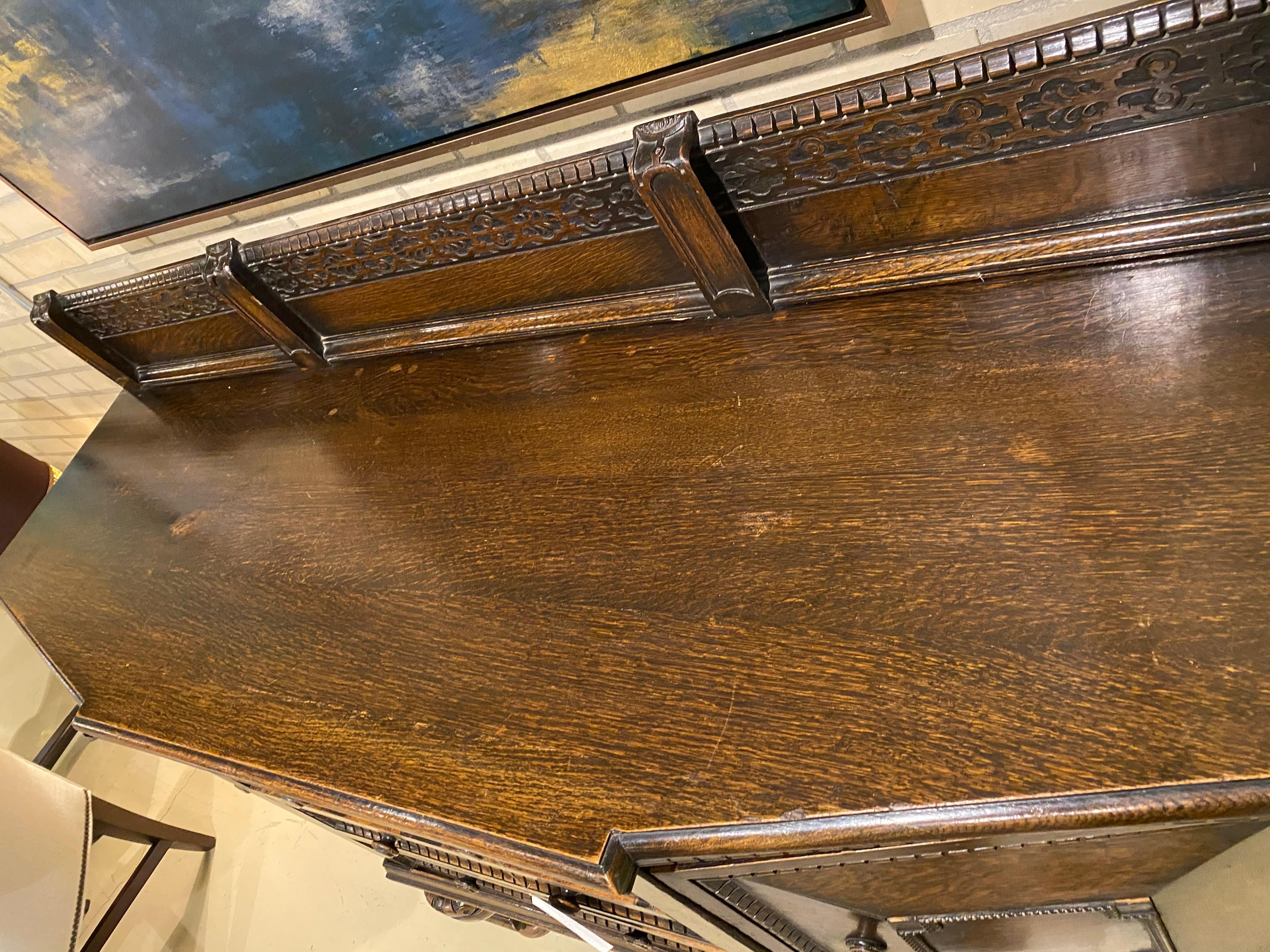 European Oak Sideboard Late 19th Century English For Sale