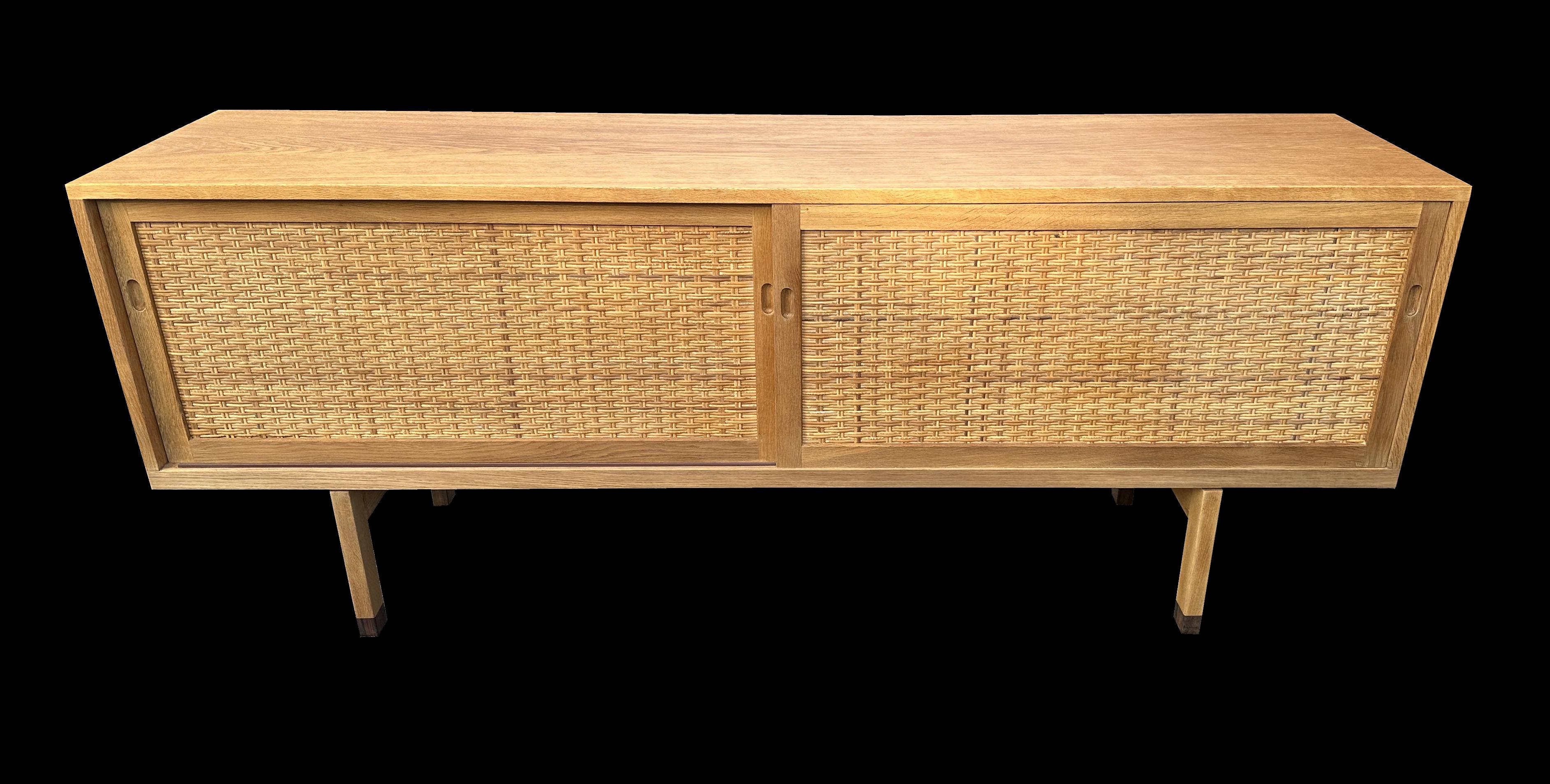 Beautiful Sideboard in Pale Oak with Rattan doors by Hans J Wegner for Ry Mobler, supplied by Johannes Hansen, in fantastic original condition.