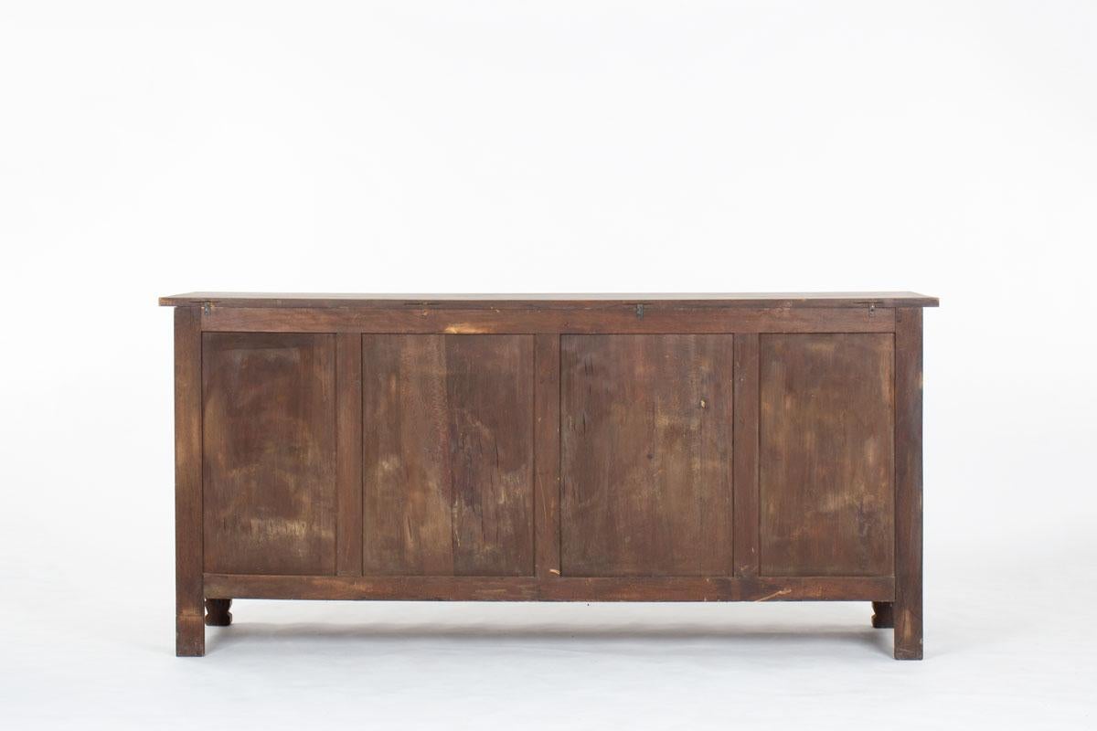Buffet en Oak avec poignées en cuivre par Etienne Kohlmann, France, années 1950 Bon état - En vente à JASSANS-RIOTTIER, FR