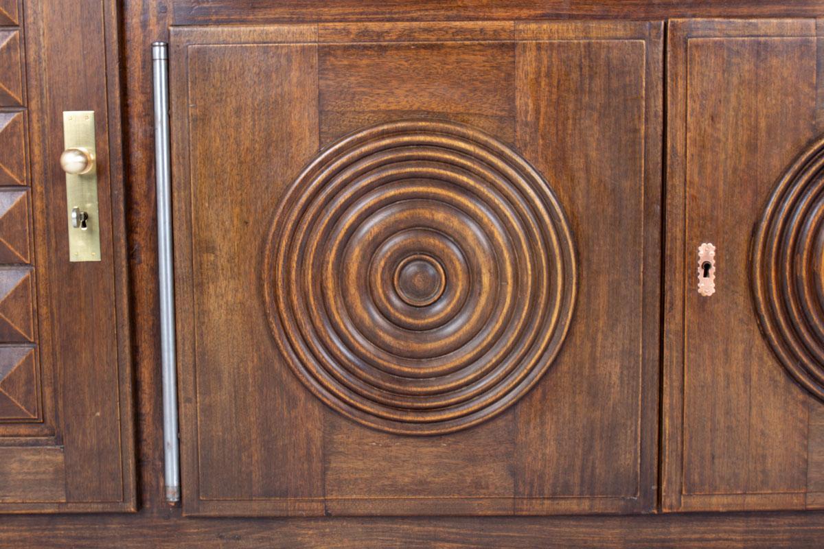 Buffet en Oak avec poignées en cuivre par Etienne Kohlmann, France, années 1950 en vente 3