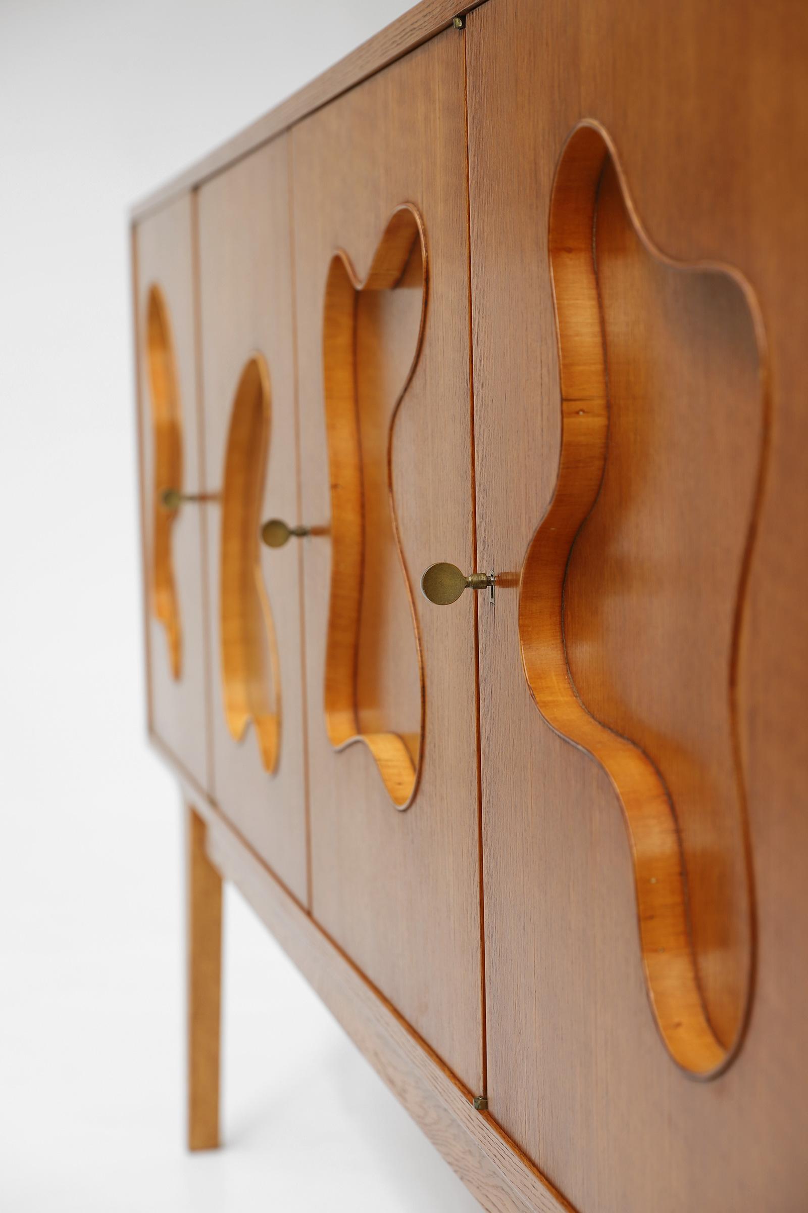Oak Sideboard with Free Form Shaped Doors, 1950s 7