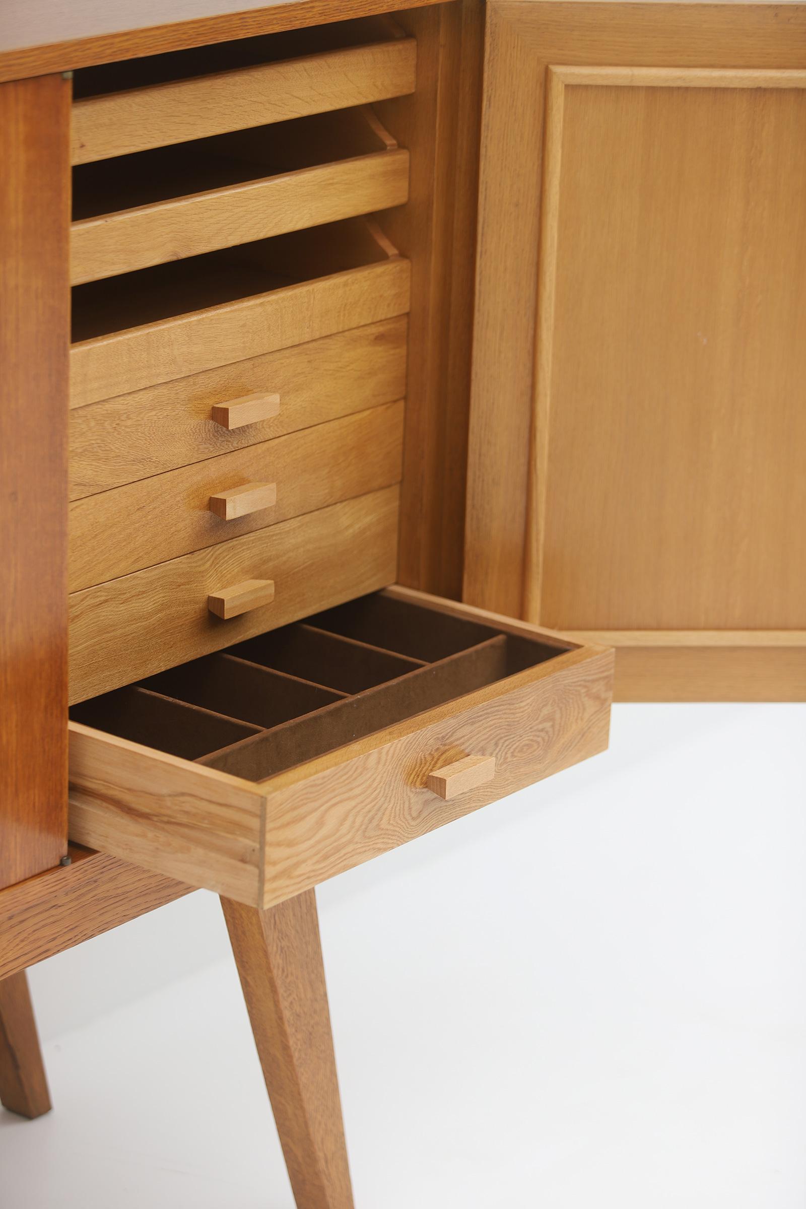 Oak Sideboard with Free Form Shaped Doors, 1950s 13