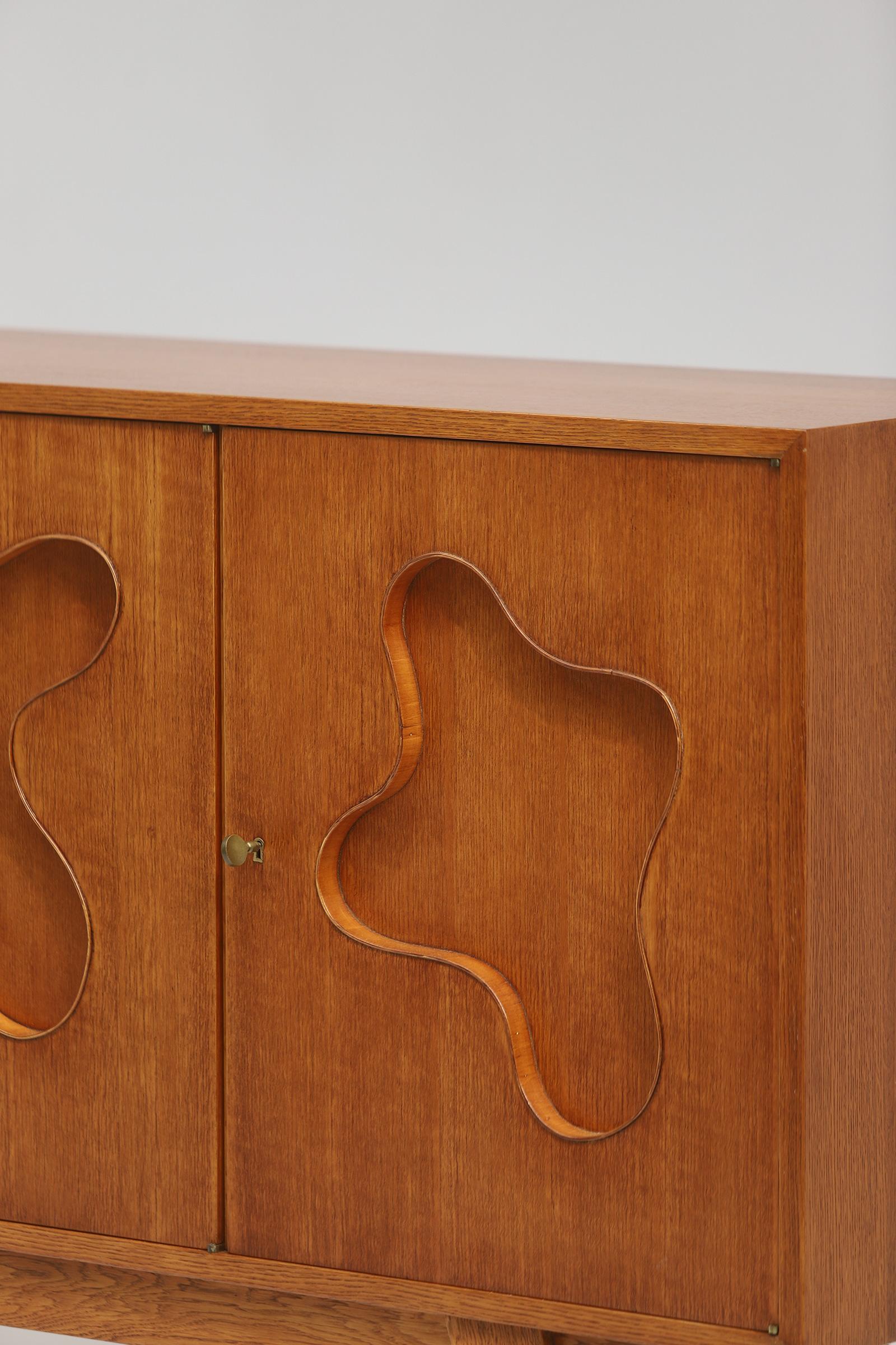 Oak Sideboard with Free Form Shaped Doors, 1950s 3