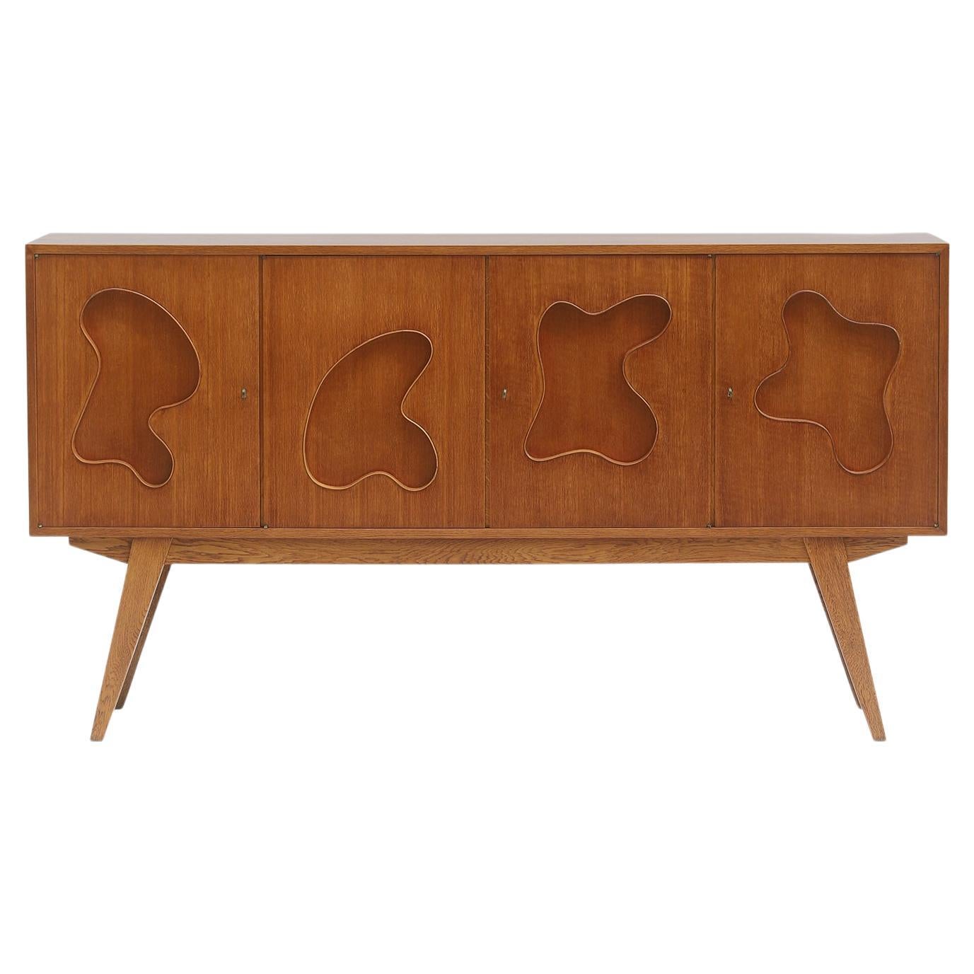 Oak Sideboard with Free Form Shaped Doors, 1950s