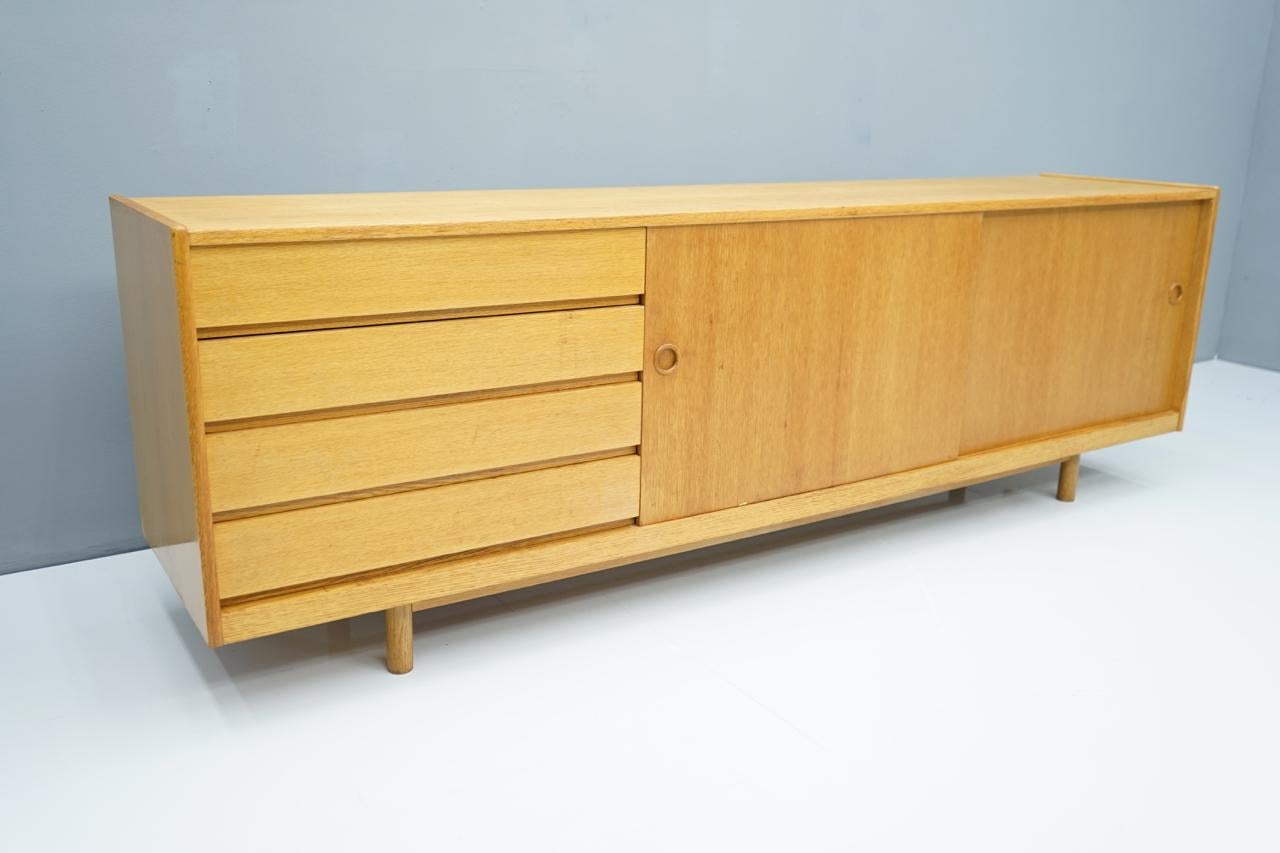 Danish Oak Sideboard with Two Sliding Doors, Denmark, 1960s