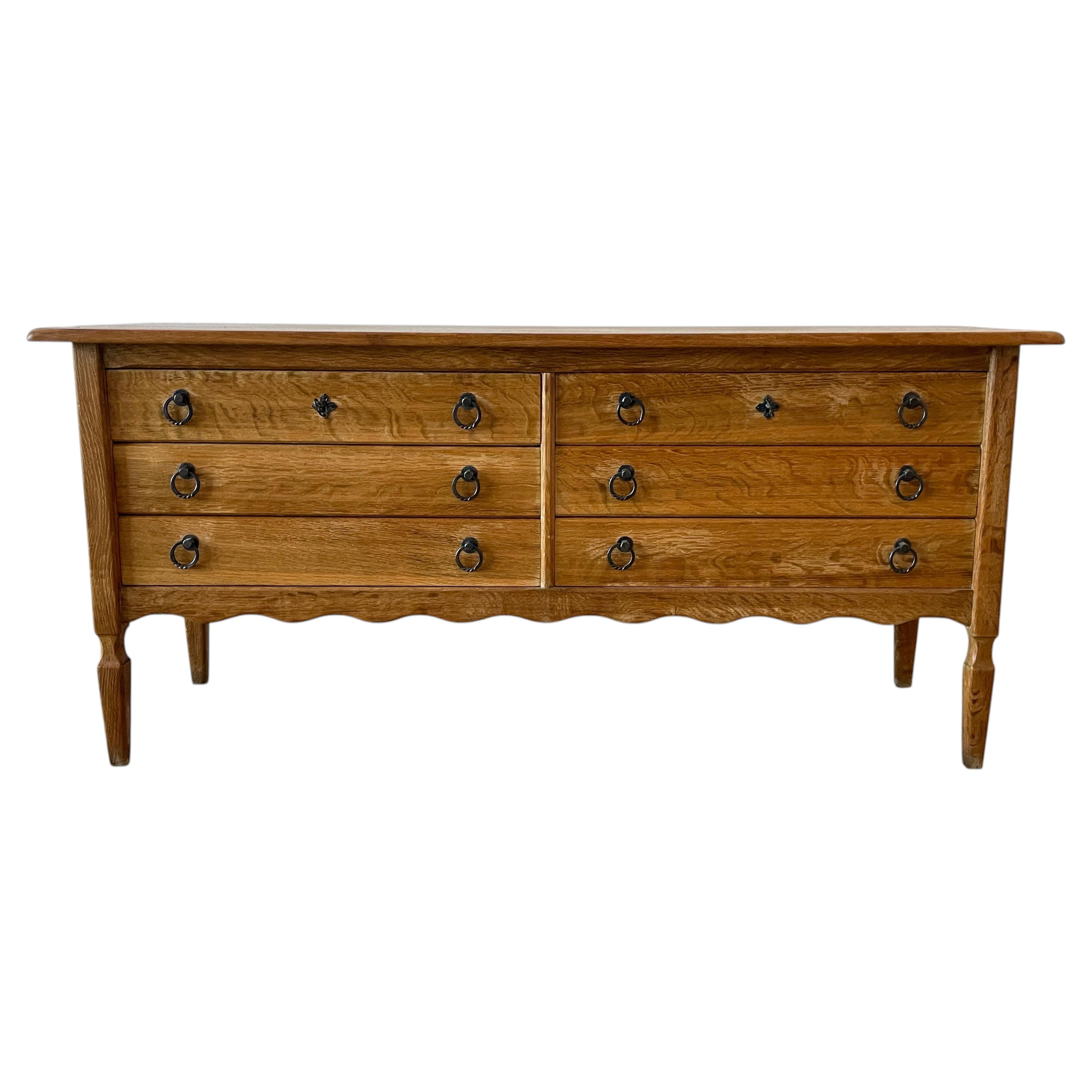 Oak Six-Drawer Chest in the Manner of Henning Kjærnulf, Denmark, 1960s For Sale